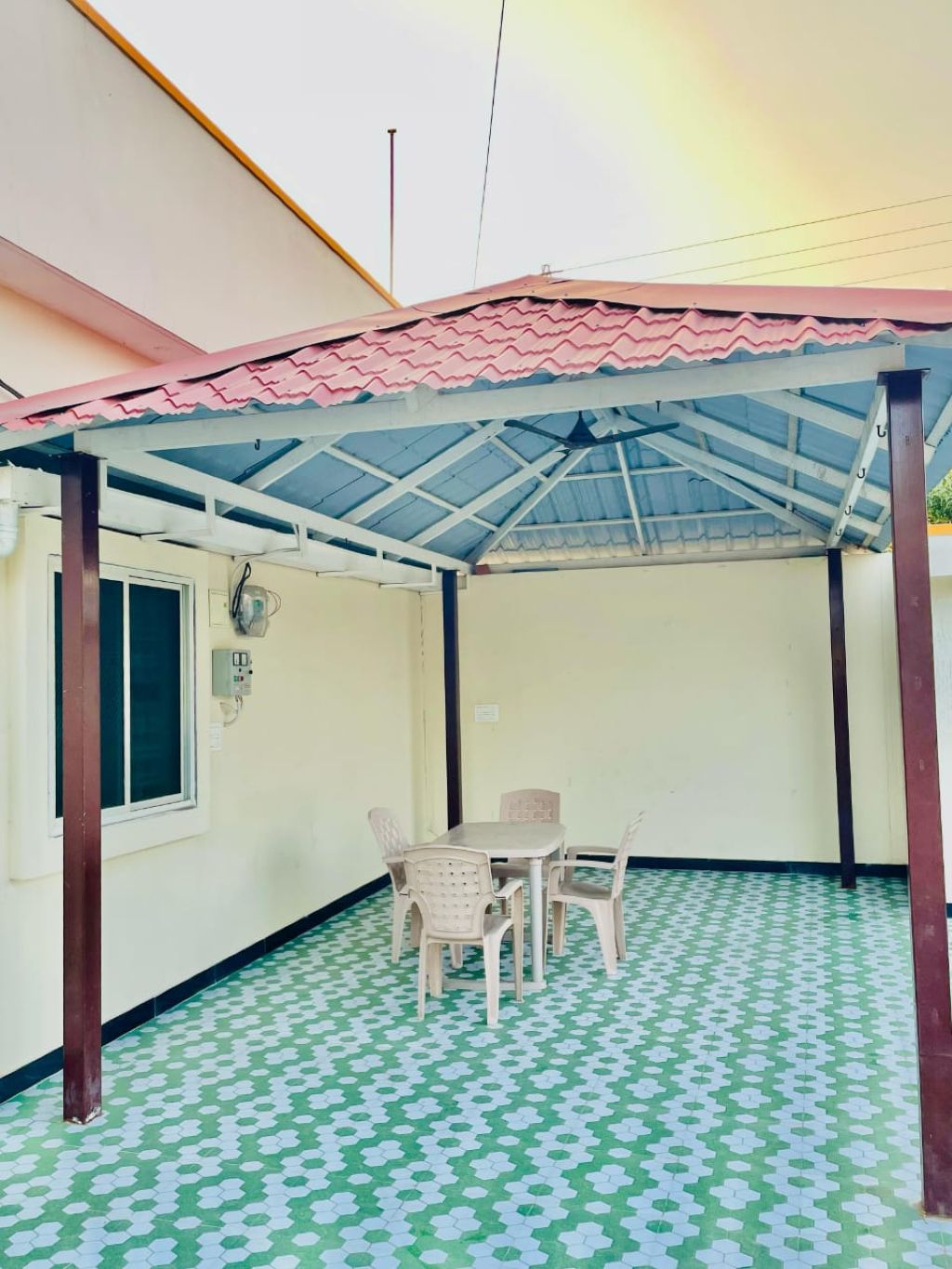 Outdoor sit-out at The Greenora villa, Moinabad