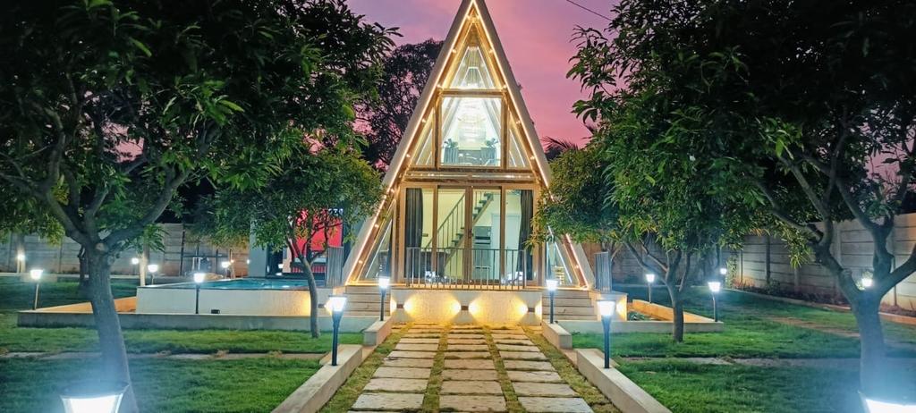 The farmhouse at night at Ujwala-tranquil, Medipally, Moinabad
