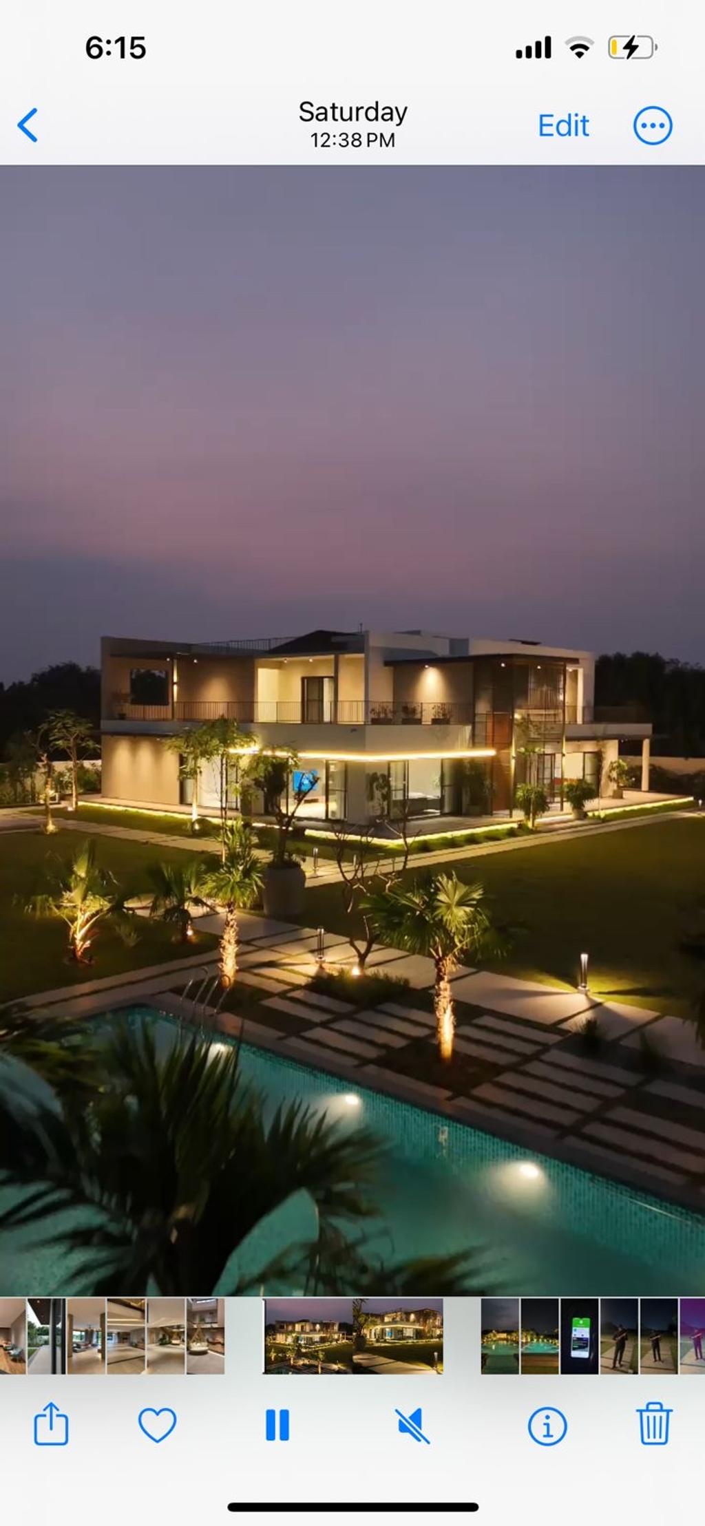 The farmhouse at night at Mellon Villa, Moinabad