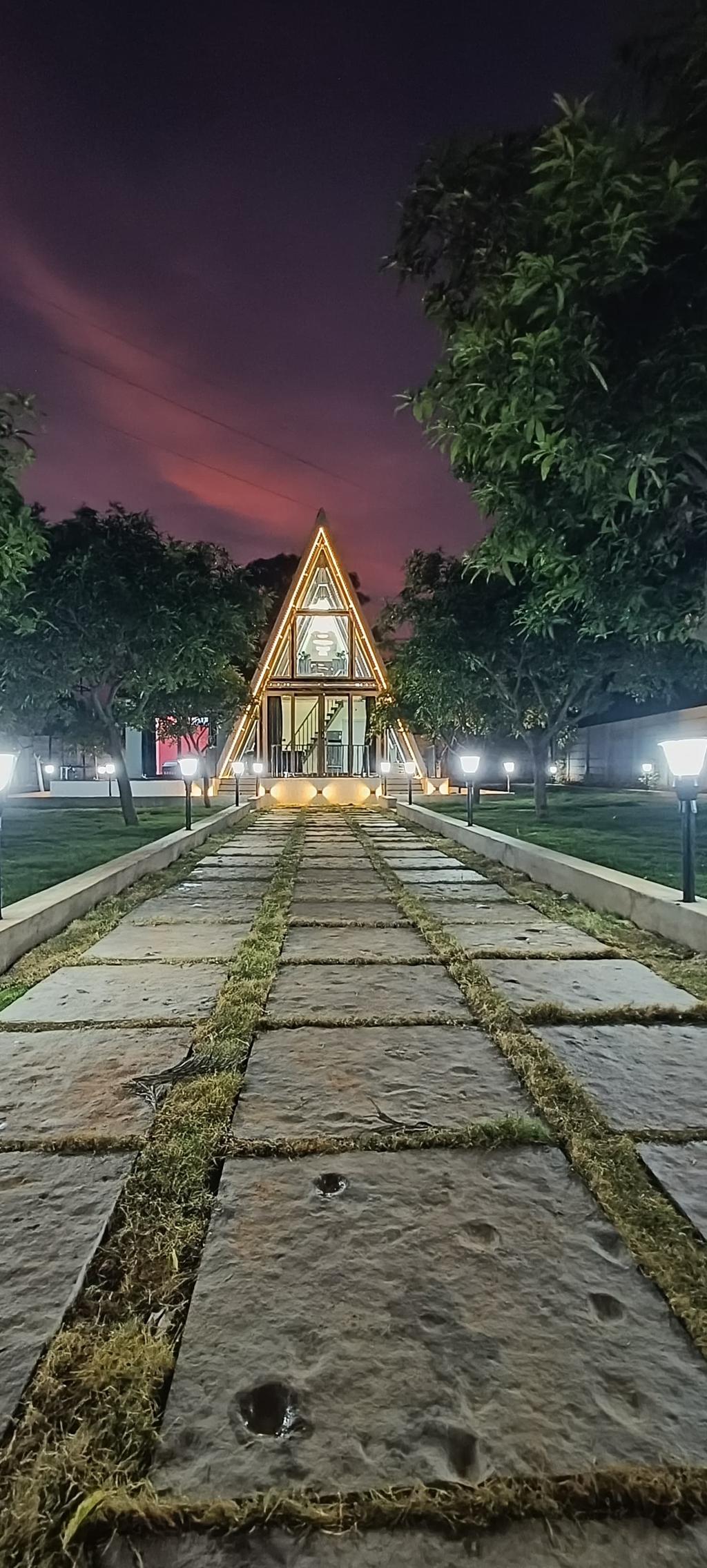 The farmhouse at night at Ujwala-tranquil, Medipally, Moinabad